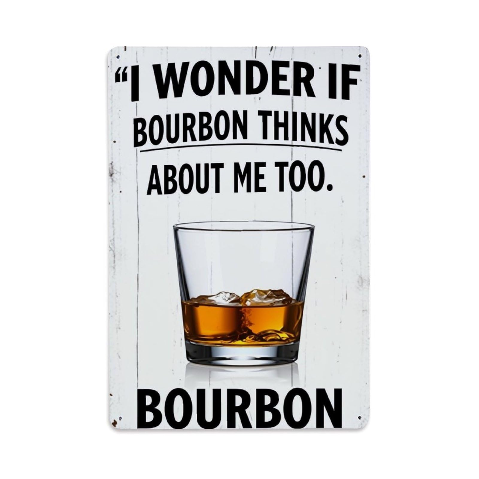 Bliveurn Vintage Bourbon Glass With Ice Retro Metal Tin Sign, Metal Poster For Home, Gaming Room, Studio Workshop,Bar,Garage Wall Art Decor 8X12 Inch