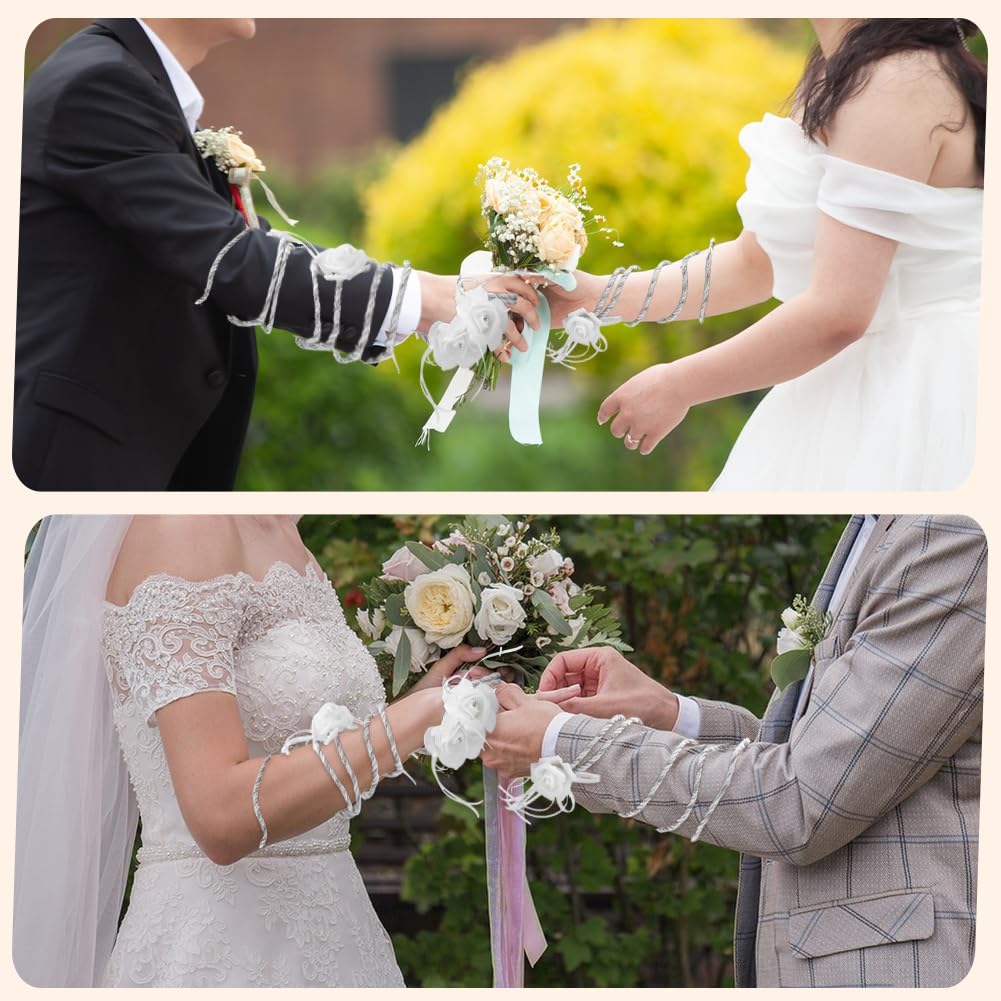 NBEADS 1 set di Corda Da Matrimonio Cattolica Da 1540mm, Lazo Para Boda Los Novios Cristiana 3D Fiore Lazo per Matrimonio per Cerimonia Cattolica per Regalo Nuziale, Grigio quelliaro