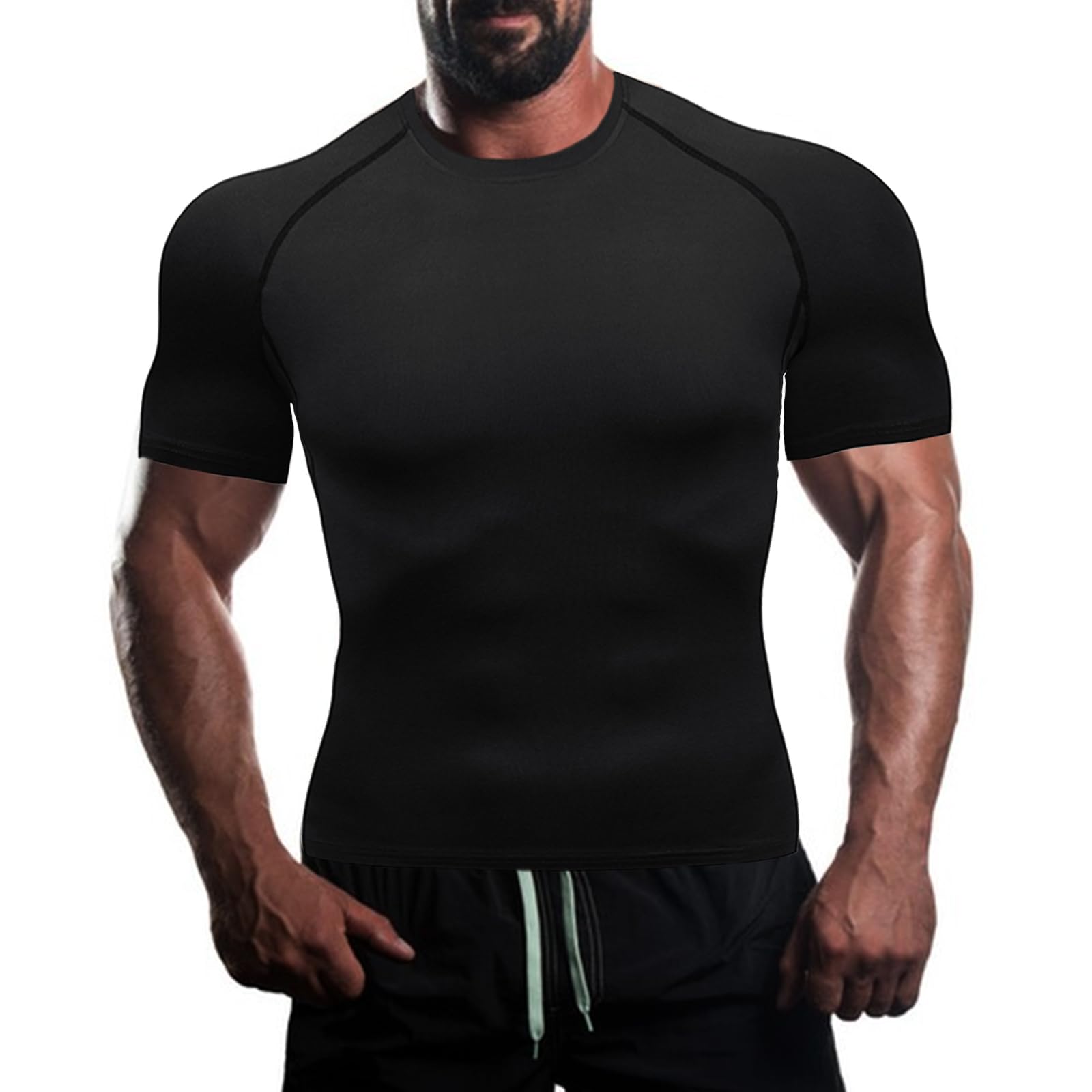 HYCOPROT Compresión para Hombres Camiseta de Compresión de Manga Corta Camiseta de Entrenamiento Capa Base Deportiva de Secado Rápido Camisetas para Correr Tops