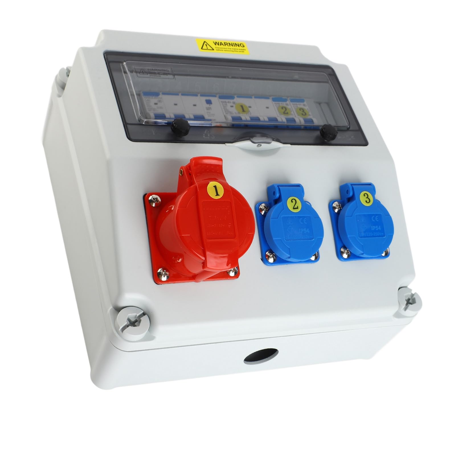 Generic Wodoodporna Przemysłowa Skrzynka Gniazd Elektrycznych z Wyłącznikiem C16 do zastosowań w Ciężkich Warunkach 2 Rdzenie 220–250 V i 5 Rdzeni 380–415 V