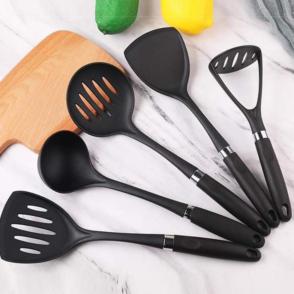 Ustensiles de cuisine en nylon 7 pièces, ensemble d'outils de cuisine, accessoires de cuisine pratiques avec poignée ergonomique, joli ustensile de cuisine