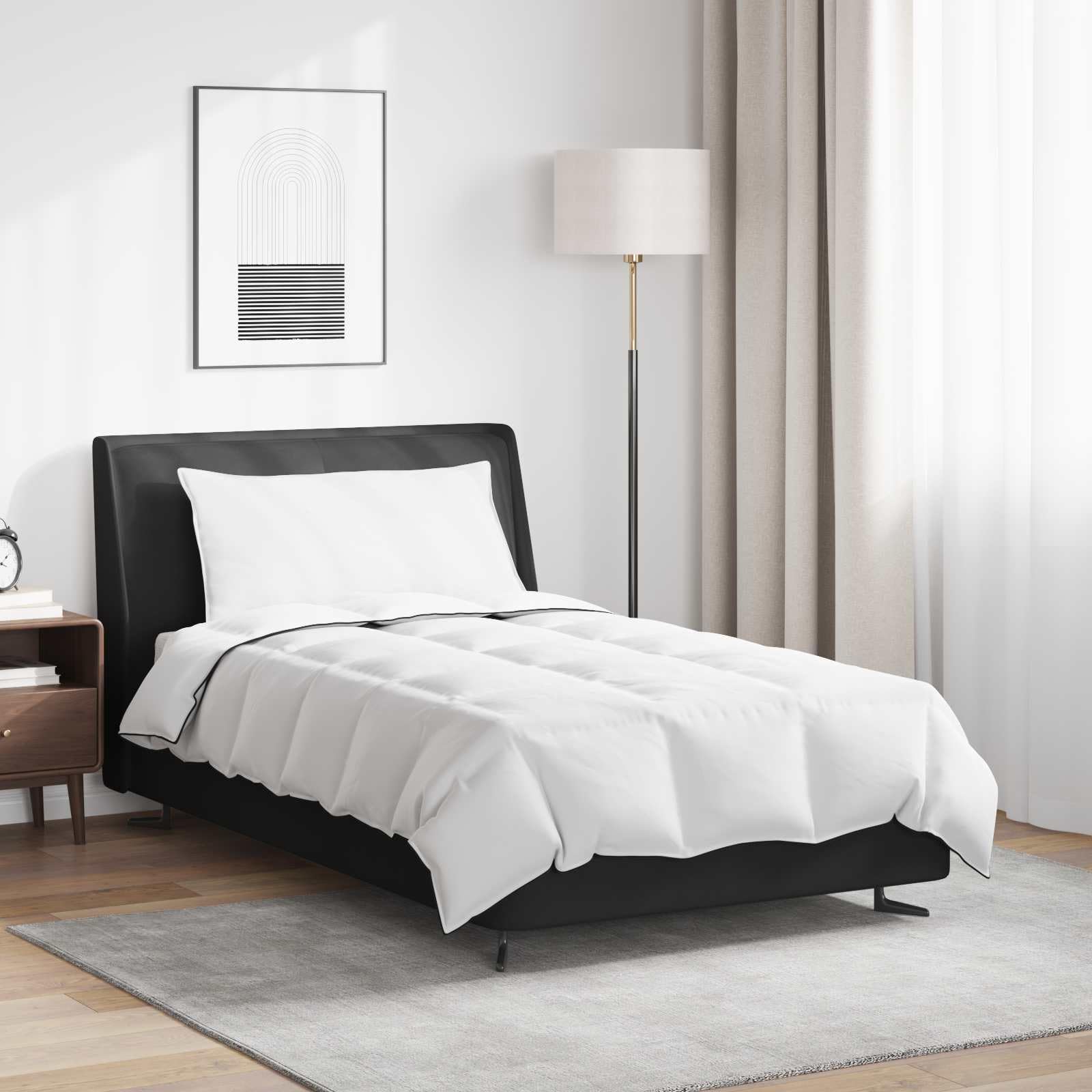 Duvet zima z poduszką, 2 sztuki, biała kaczka z piór, 220 x 155 cm | Wypełnienie Premium, pikowane Box-Stitch, można prać w pralce, lekkie i oddychające