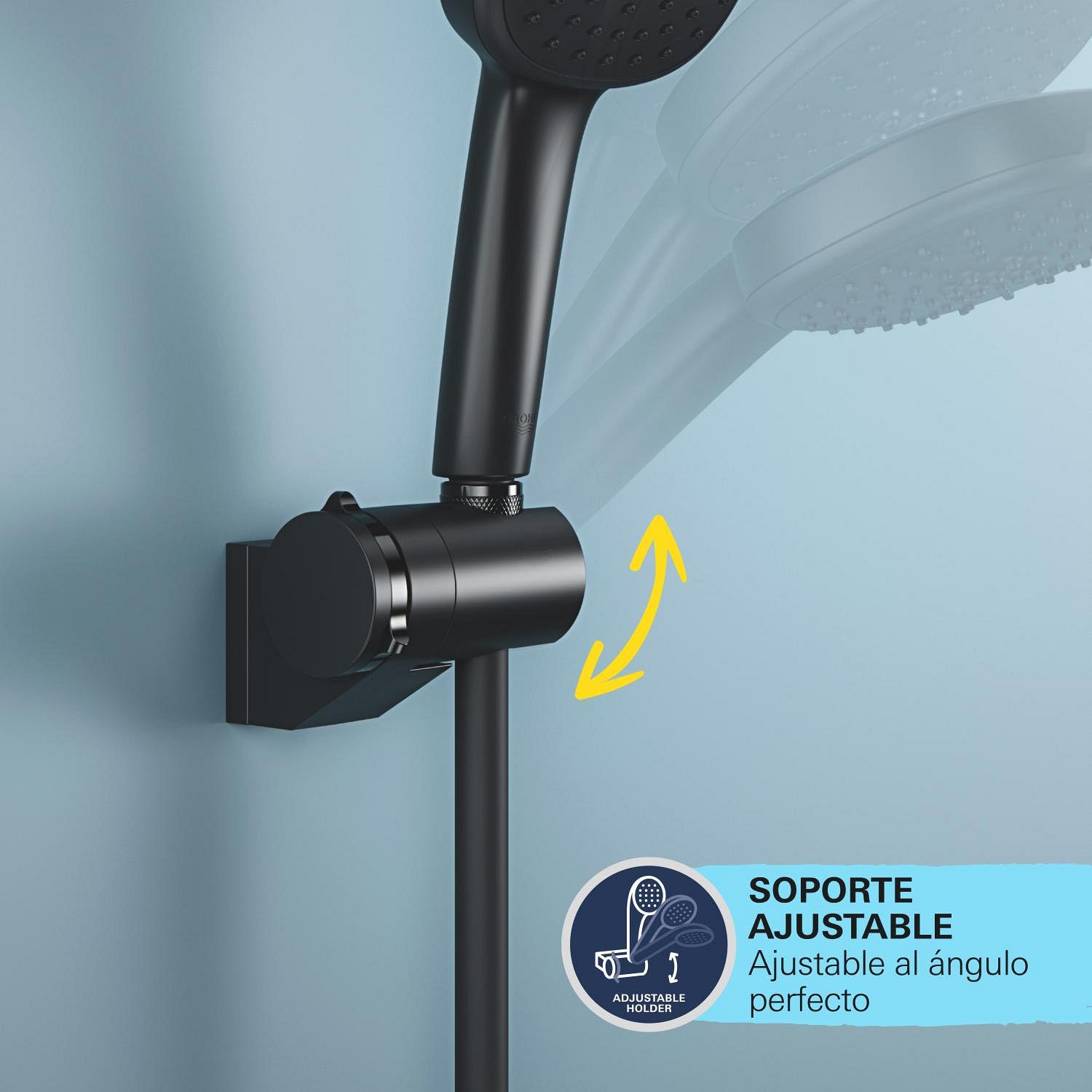 GROHE Vitalio Universal Quickfix- Soporte mural regulable, Negro Mate 261832431