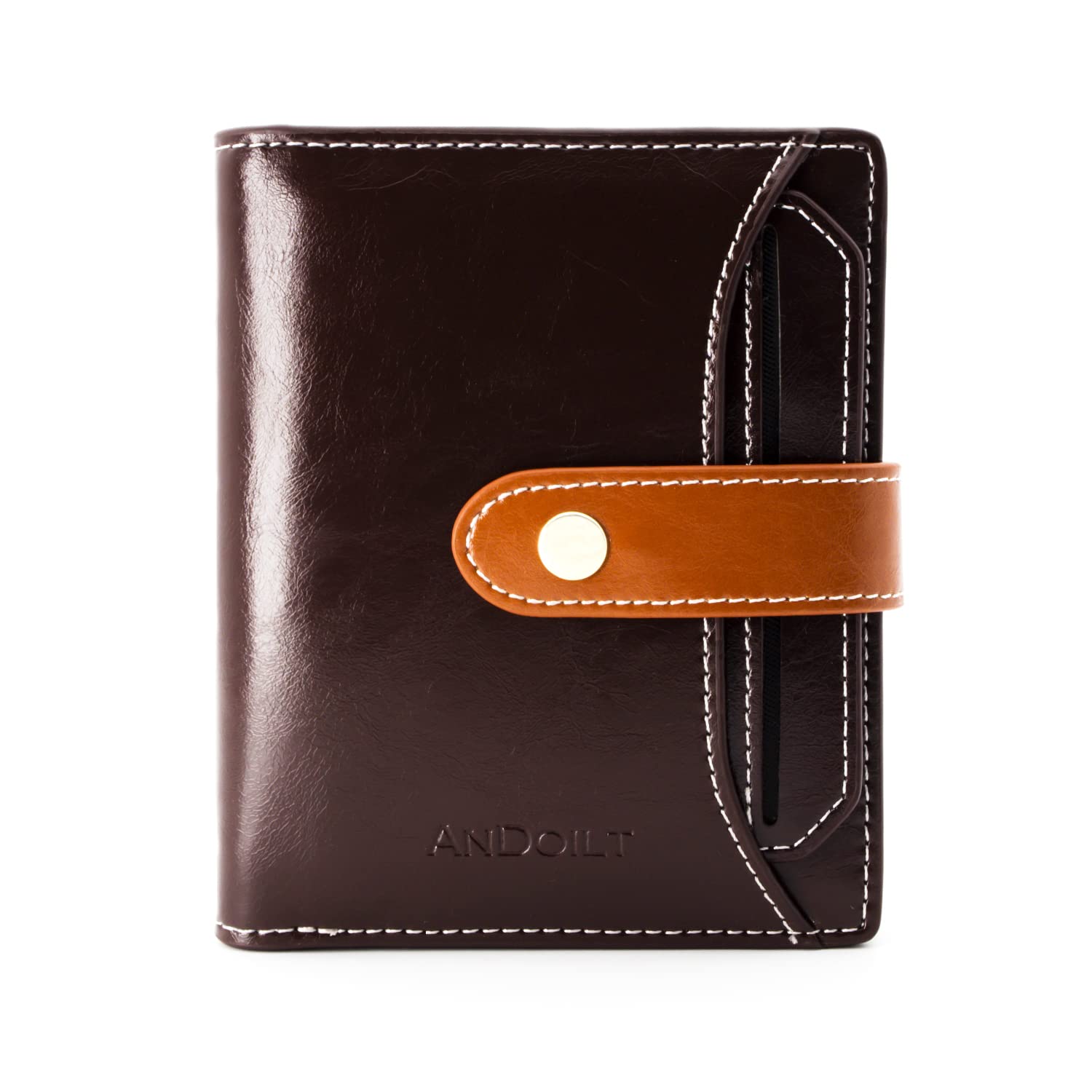 ANDOILT Wallets for Women Genuine Leather Small Bifold Wallet RFID Blocking Card Case Purse with ID Window Coin Pocket | Small, RFID Blocking, Card