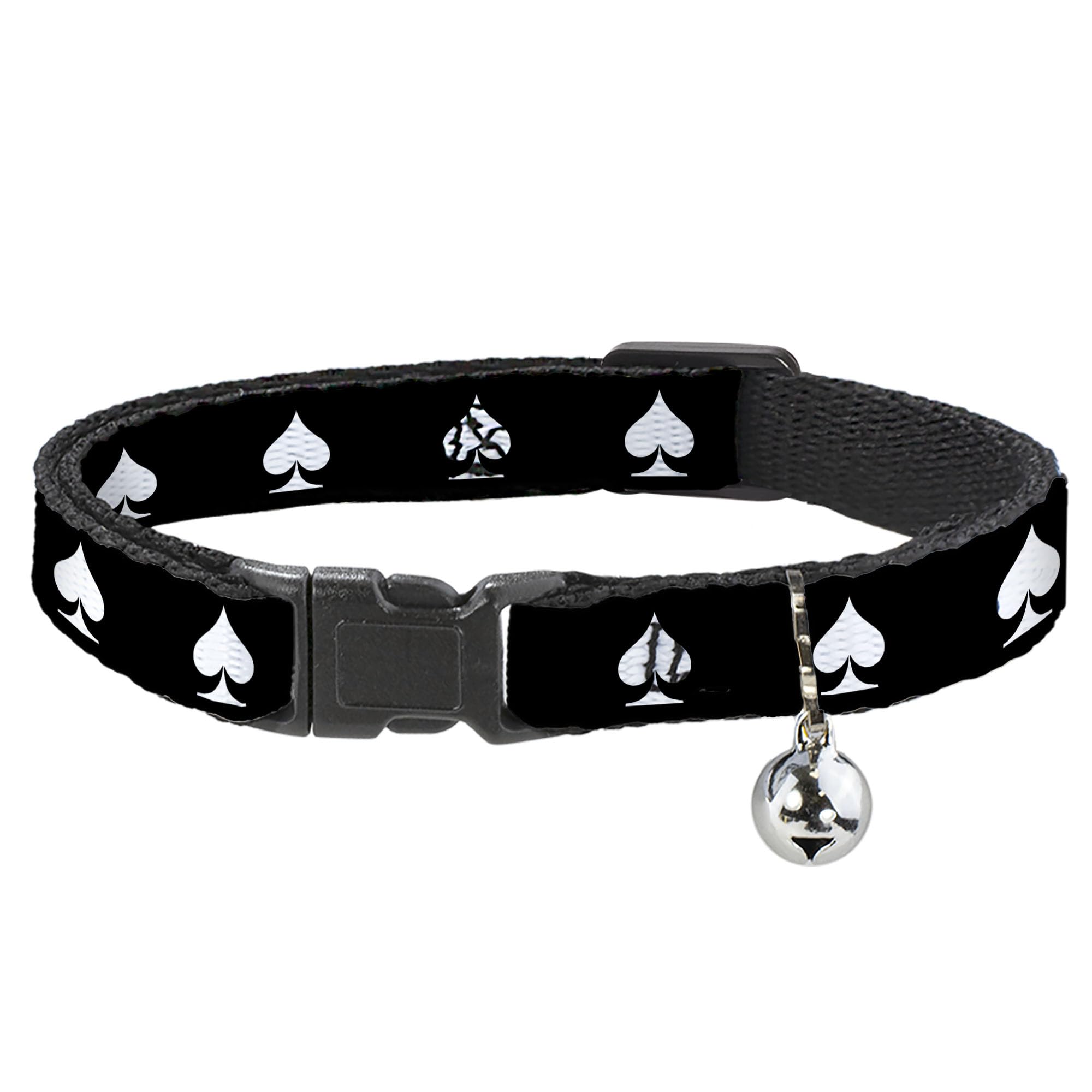 Cat Collar Breakaway Spade Black White 8 to 12 Inches 0.5 Inch Wide