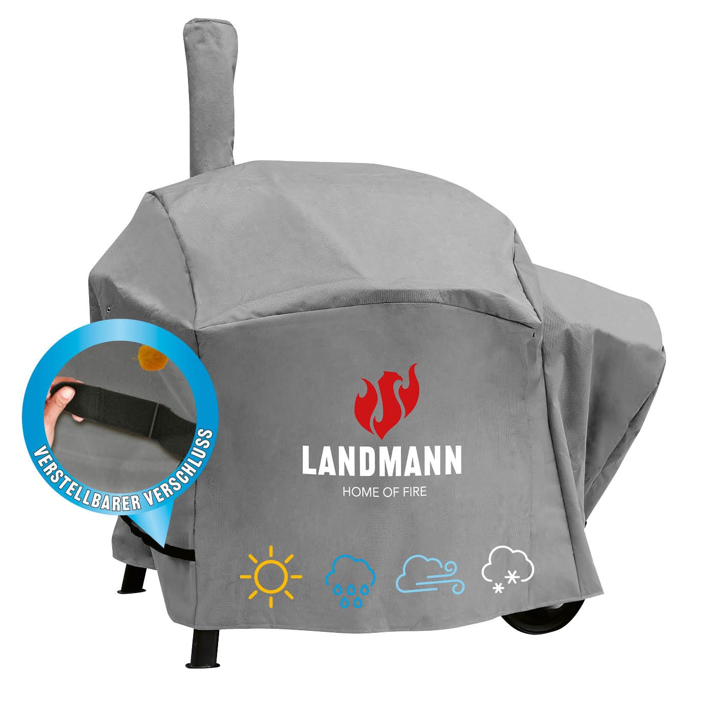 Landmann Grillabdeckung | PVC Grillzubehör - Wetterfest | Abdeckhaube für Grills | Grillhaube, Abdeckplane für Outdoor | Wetterschutzhaube für Grill - reißfest | 130x78x145 cm