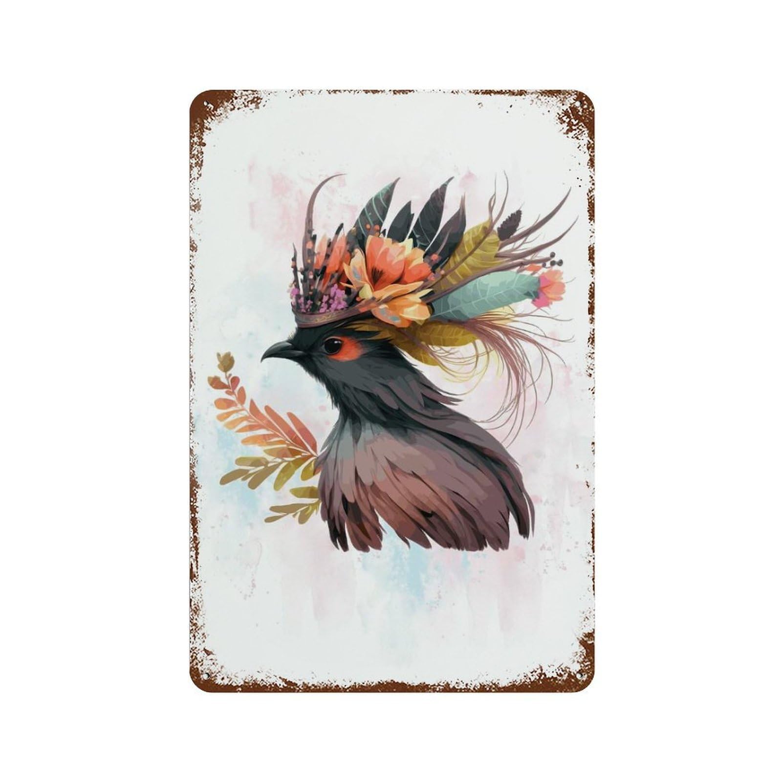 Floral Bird Of Paradise Vintage Metal Tin Sign 11.8"x7.9", Rustic Home Decor for Garage, Bar And Workshop Decor