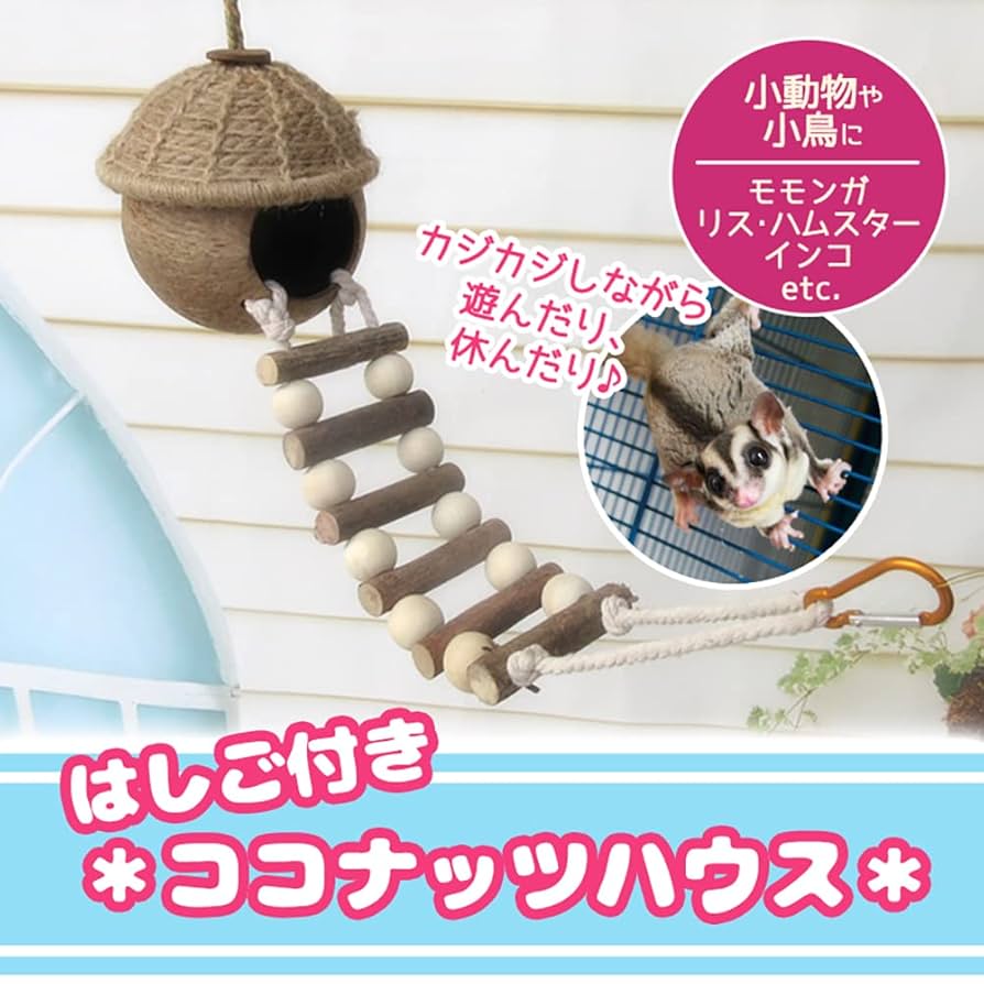 アンナ モモンガハウス Amazon | fuu はしご付きココナッツハウス 小鳥 小動物 鳥かご