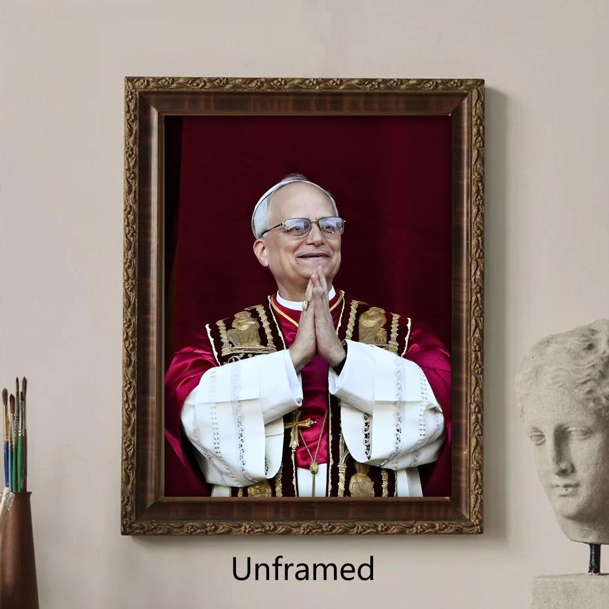 foefvpeft Pope Leo Xiv Canvas Wall Art, Catholic Religious Picture Poster, Pope in Prayer Glossy Print Painting for Church Prayer Room, Christian Home Wall Decor 16x24in Unframed (Made In USA) - Image 5