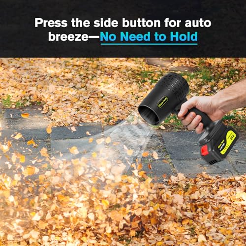 Image of Cordless Leaf Blower, 300000RPM Handheld Blower 2 X 3.0Ah Batteries and Charger Included, Portable Lawn Sweeper for Patio Cleaning, Car Window and Dust