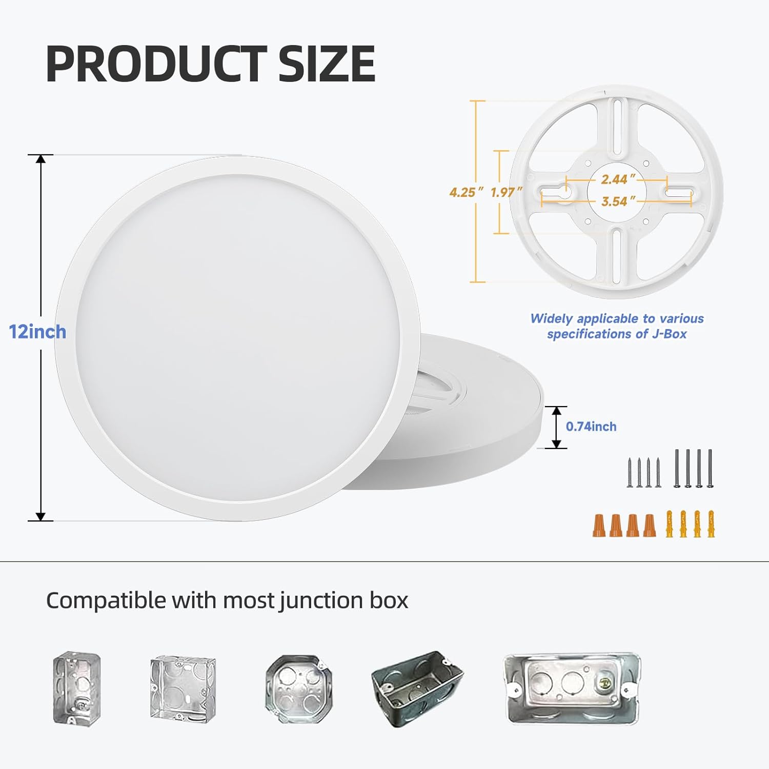 ECOELER 12Inch LED Flush Mount Ceiling Light, 5CCT Selectable Surface Mount Round Flat Panel Light, 28W 2400Lm, Dimmable LED Lighting Fixture for Kitchen, Bedroom, Laundry, ETL Listed