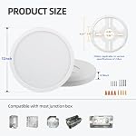 ECOELER 12Inch LED Flush Mount Ceiling Light, 5CCT Selectable Surface Mount Round Flat Panel Light, 28W 2400Lm, Dimmable LED Lighting Fixture for Kitchen, Bedroom, Laundry, ETL Listed