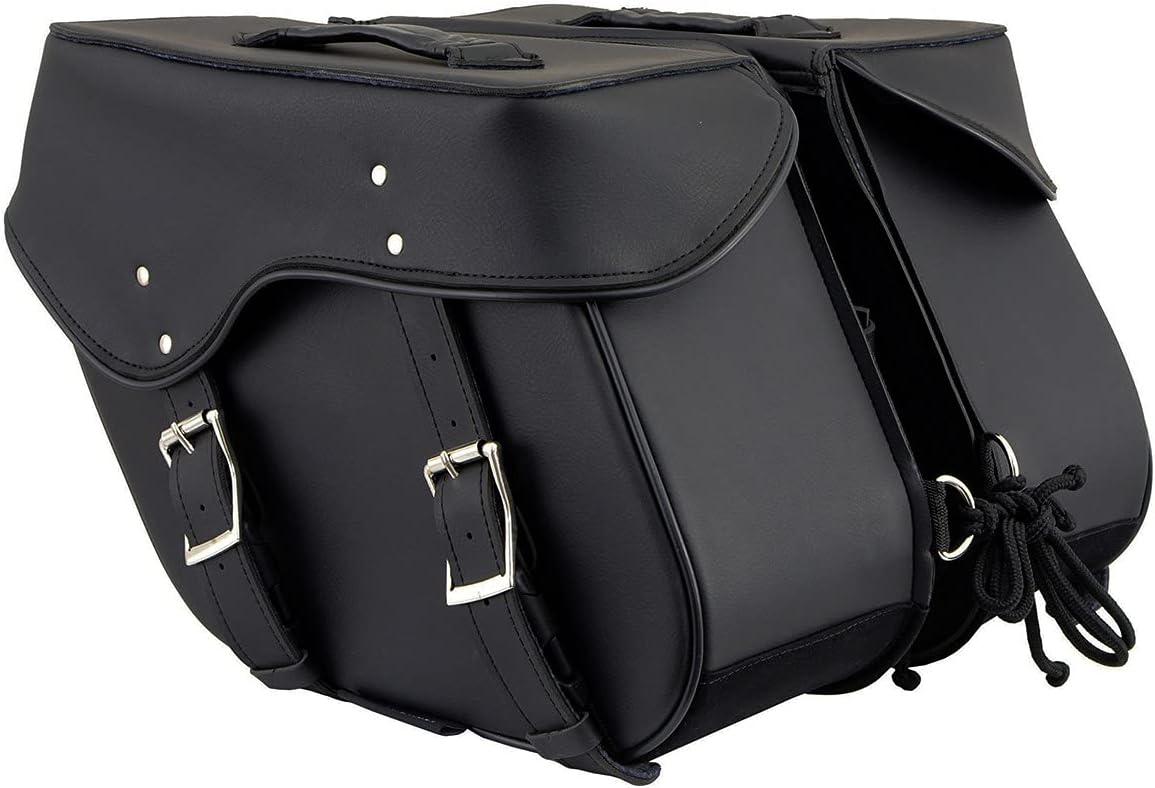 Milwaukee Leather SH55201ZB Black Large PVC Zip-Off Throwover Motorcycle Saddlebags - One Size