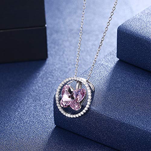 Collier papillon en argent sterling 925 avec cristal éclatant de haute joaillerie - 3