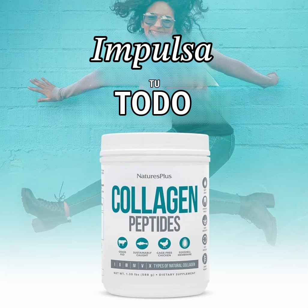 Nature´s Plus Collagen Peptides | 588g | Colageno Marino Hidrolizado Puro | Peptidos de Collageno | Péptidos de Colágeno para Articulaciones | Hydrolyzed Multi Powder | En Polvo | Sabor Natural