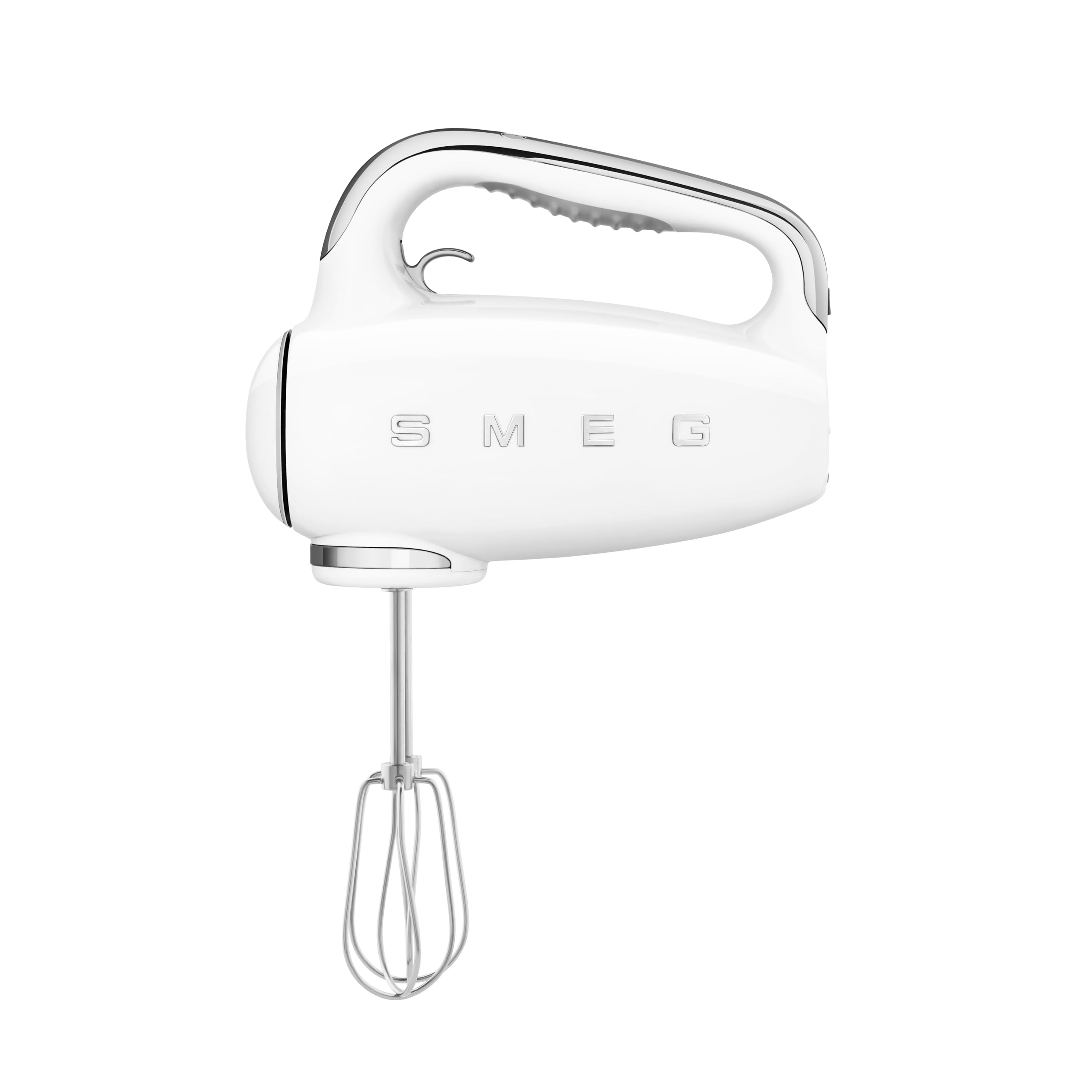 SMEG White 50's Retro Style Electric Hand Mixer with Set of Dough Hooks, Set of Beaters, and Set of Whisks