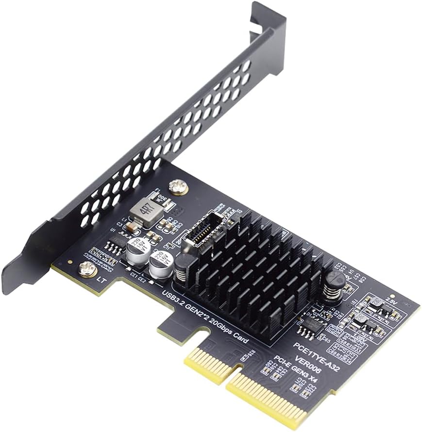 NFHK USB 3.2 Gen2 Type-E 20Gbps Front Panel Socket to PCI-E 4X Express Card Adapter for Desktop Motherboard