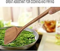 Vista 8 de uxcell Sartén de madera para freír, wok, utensilios de cocina esenciales para cocinar, hornear, voltear marrón