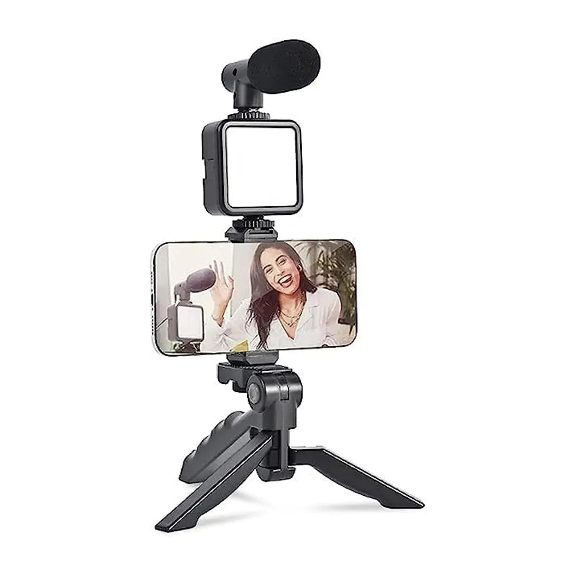 Vlogging Kit for Video Making with Bluetooth Remote, Mic, Mini Tripod Stand, LED Light & Phone Holder Clip for Making Videos, Recording YouTube Videos, Podcasting and Content Creation (B0CMVDNZ3K) Amazon Price History, Amazon Price Tracker