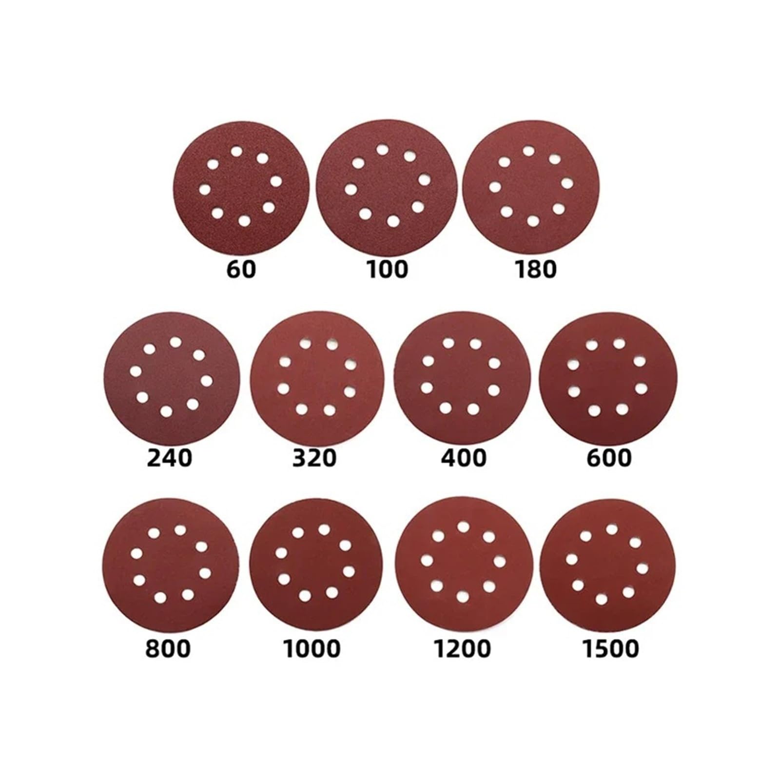 Discos de lijado, Hojas que enarenan de los 5in 8 agujeros for granos del gancho y lazo 60-2000 la lijadora orbital(60 Grits,10pc)