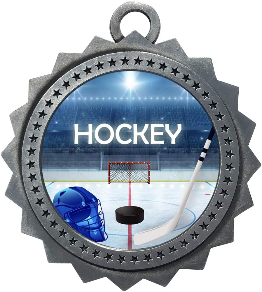10 PK of Ice Hockey Silver Medals Trophy Award with Neck Ribbons D03-EG140