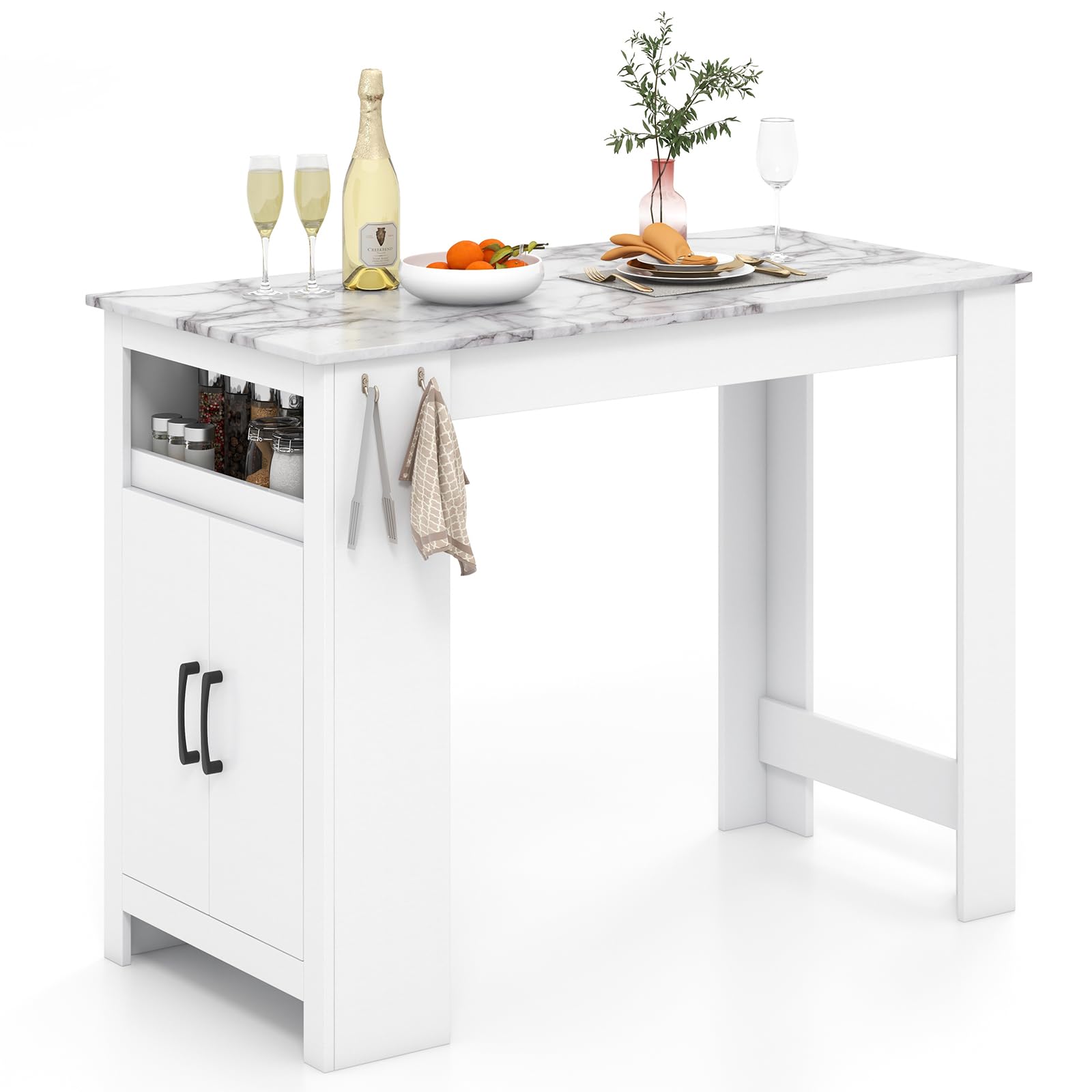 ★ Private Bar Counter Set Wisfor Sintered Stone Bar Table: White Rectangle Counter