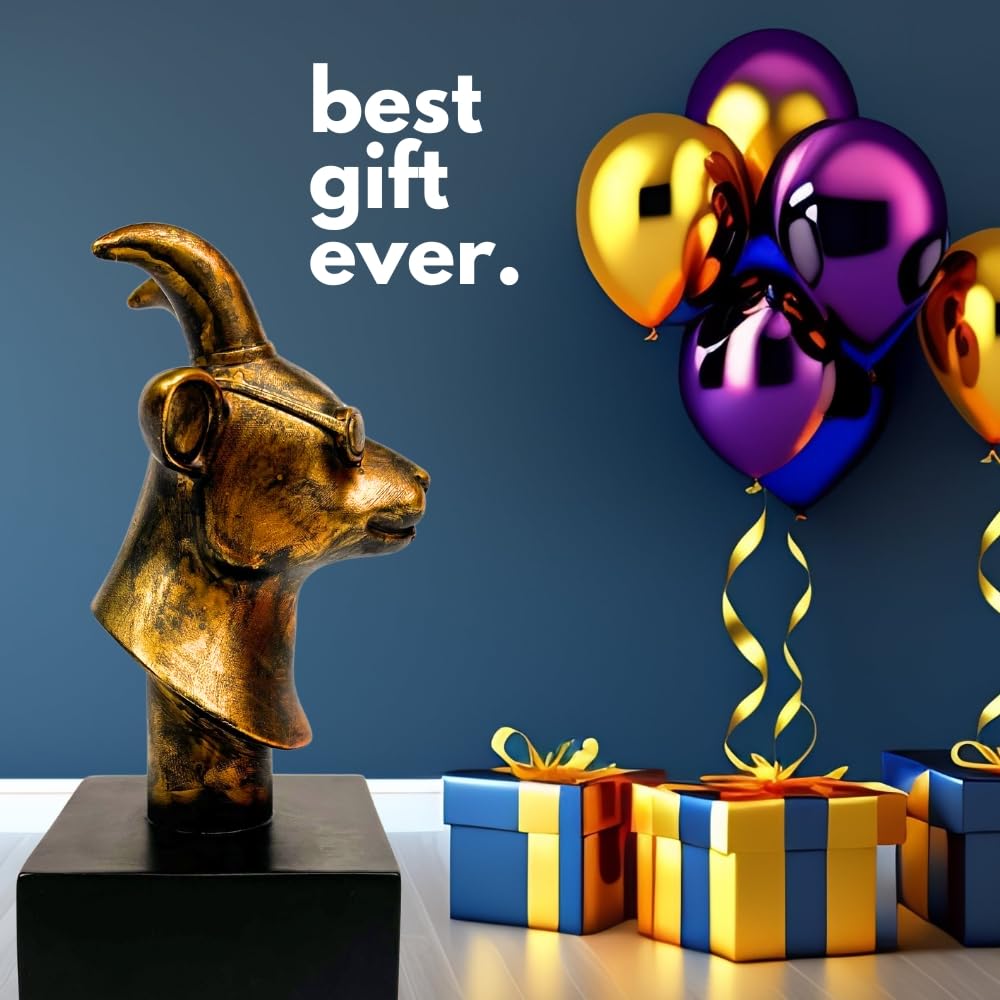 GOAT Trophy Award - Greatest Of All Time Funny Trophy With Gold Plate For Office, Sports Winners