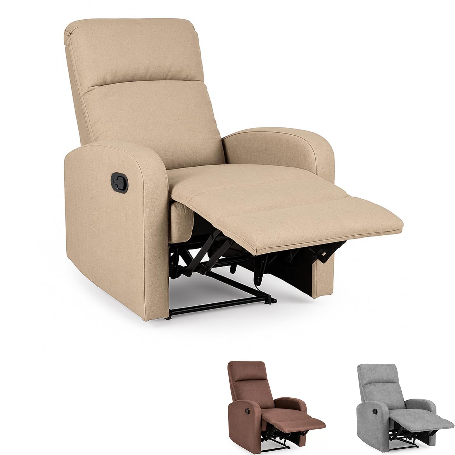 PALUPLUS Poltrona Sogno Reclinabile Imbottita con Poggiapiedi, Misura 74x77x110 cm, Poltrona in Tessuto Traspirante con inclinazione Manuale, Struttura Robusta e Design Elegante -29 (Tortora Chiaro)