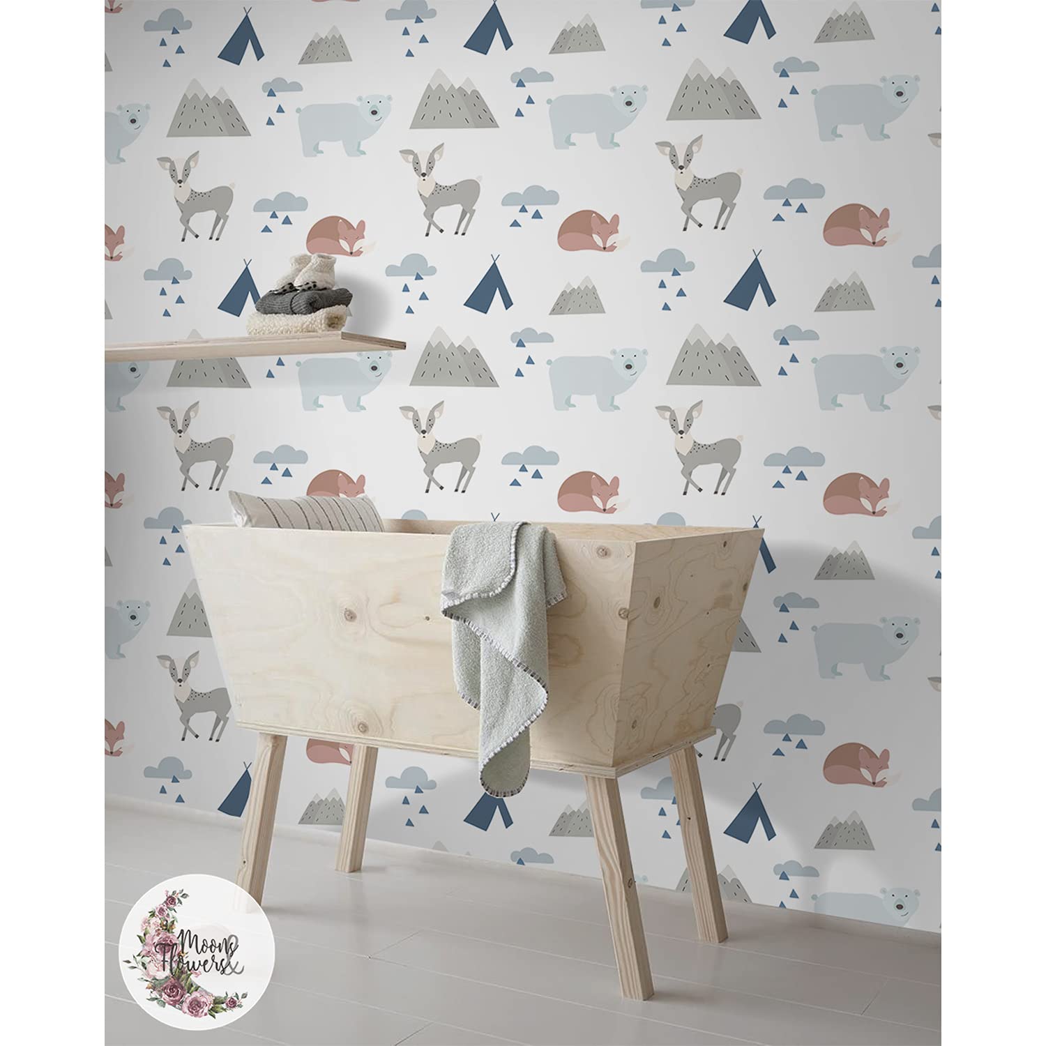 Papier peint intissé animaux forestiers Coloray tapisserie meuble chambre 104x70cm