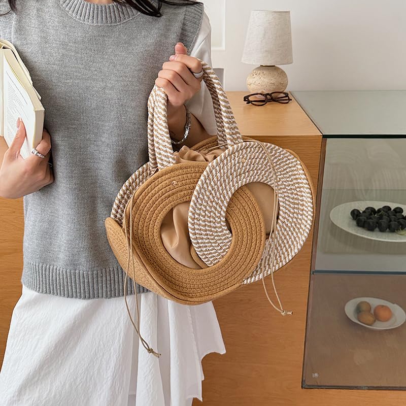 Bolso de playa de ganchillo para mujer, gran capacidad, retro, asa superior