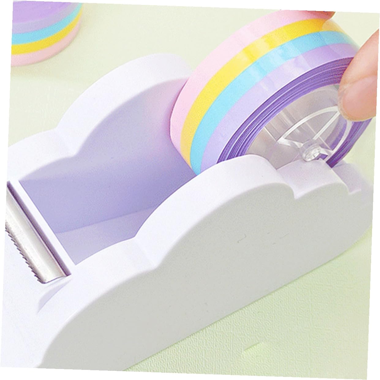 jojofuny 10 Set Dispenser Nastro Adesivo con Taglierina Plastica Resistente Supporto per Sticker e Scuola per Progetti Creativi