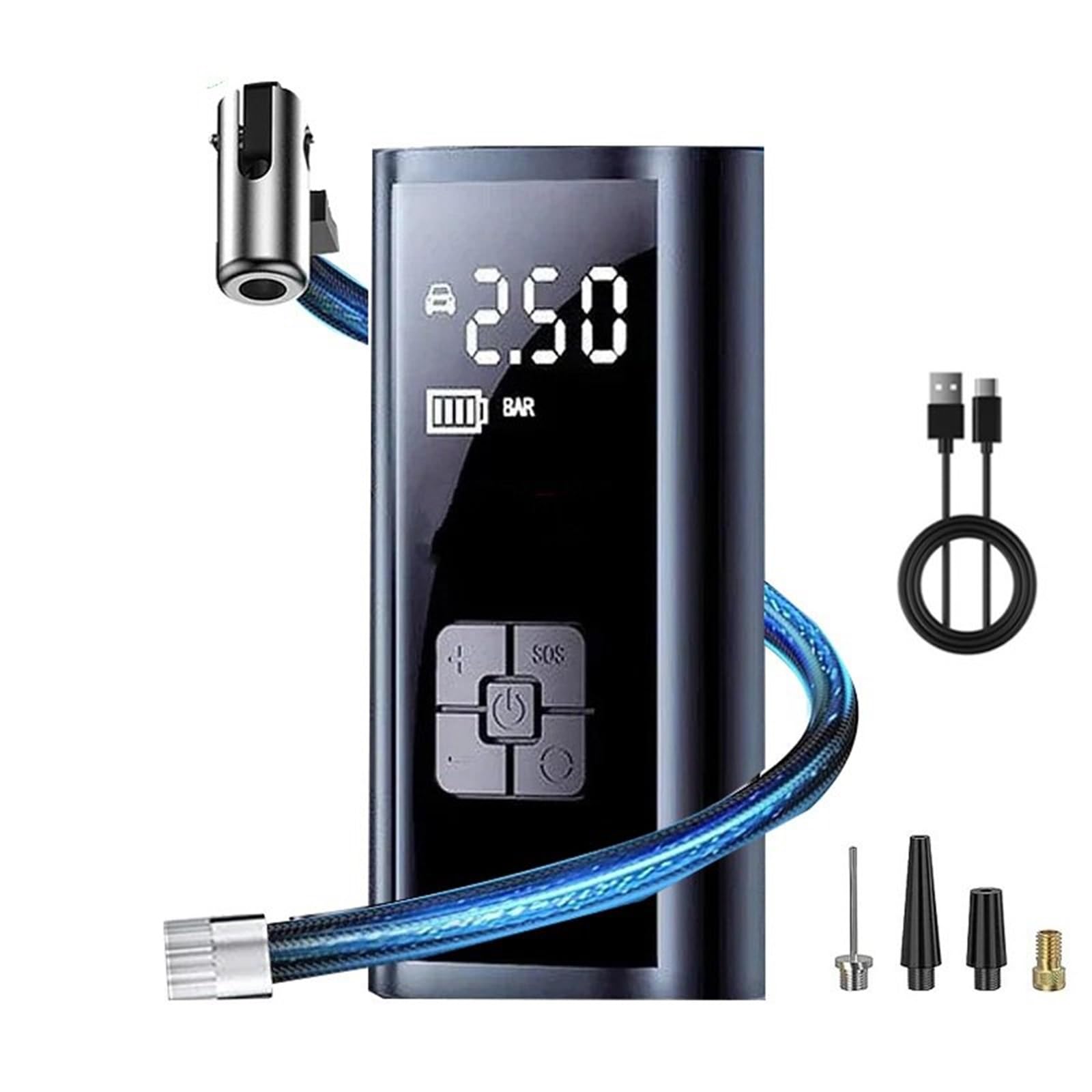 Gonfleur de Pneu électrique sans Fil 150PSI, Pompe à Air avec lumière LED pour Voiture, vélo, Moto(B)