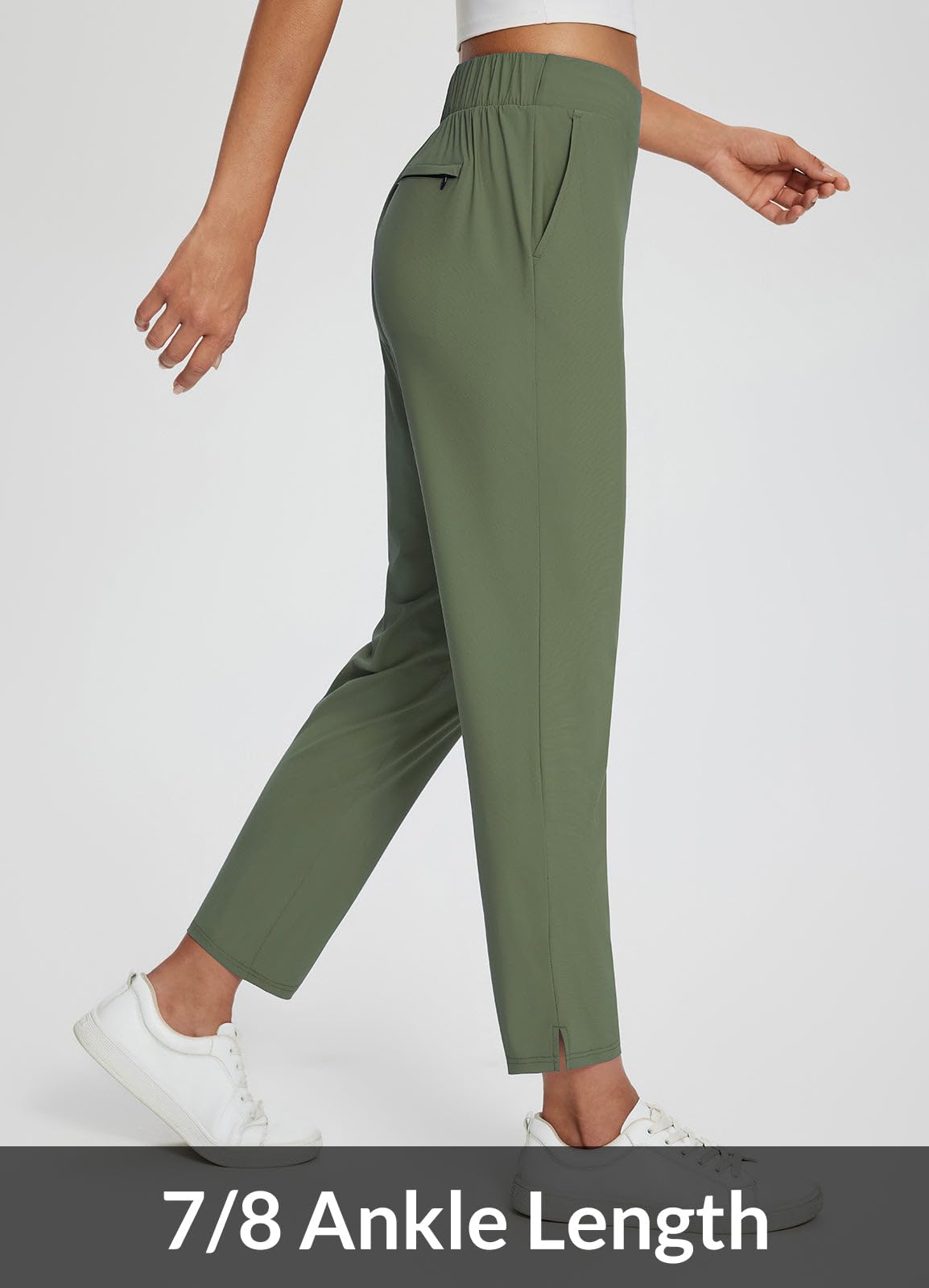 baleaf Pantalon de golf stretch pour femme avec poches zippées - Petite cheville - Robe de voyage - Travail - Affaires - Décontracté