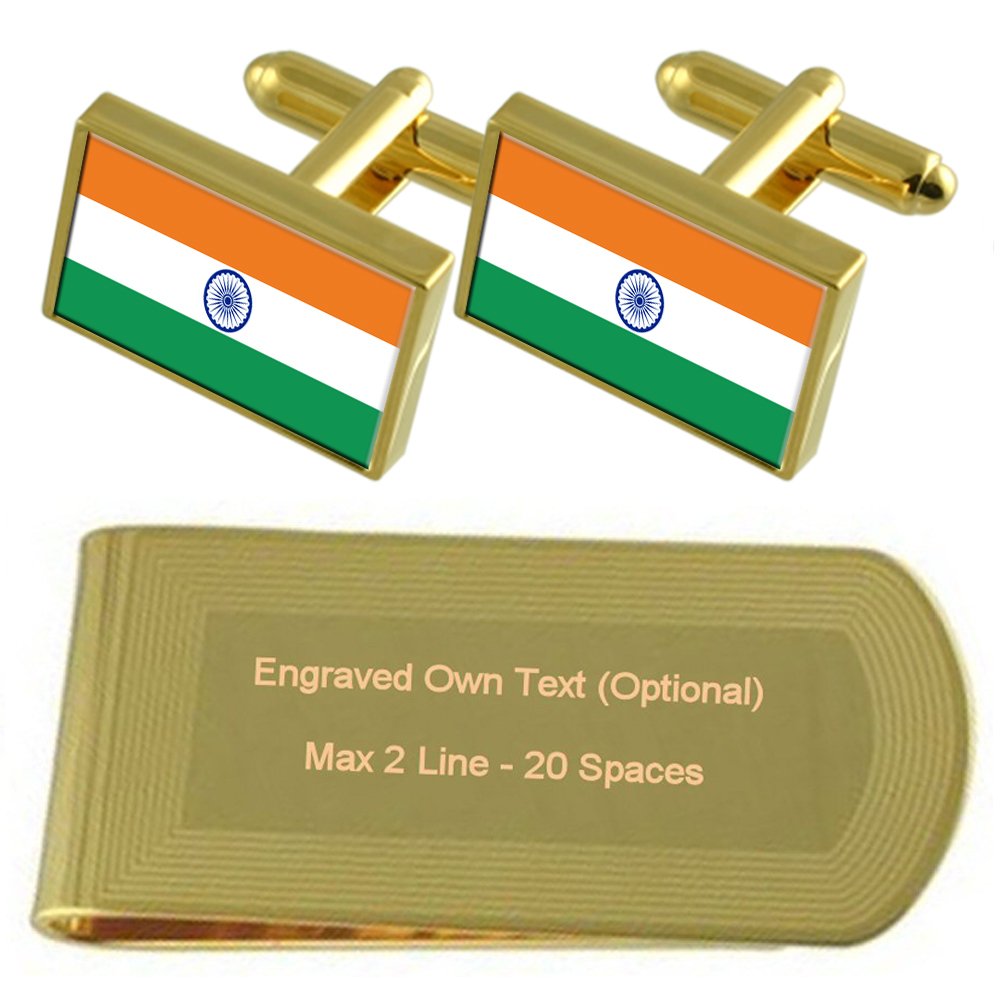 Gemelos de la bandera de India tono oro para bodas y galas 5