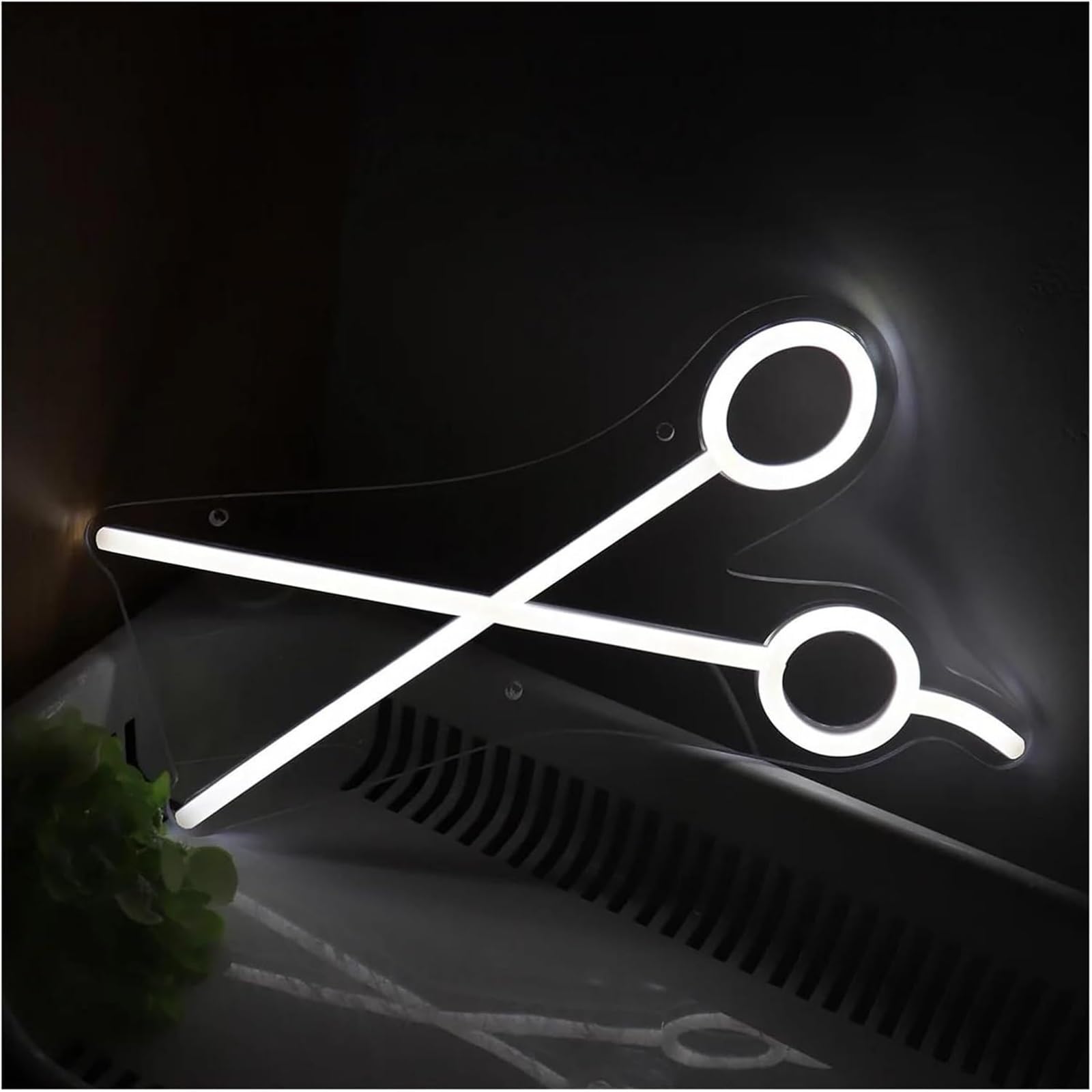 Luce al neon Insegna al neon con forbici bianche, alimentata tramite, luci dimmerabili, per parrucchieri, negozi, decorazioni da parete per feste, 14,9 cm × 27