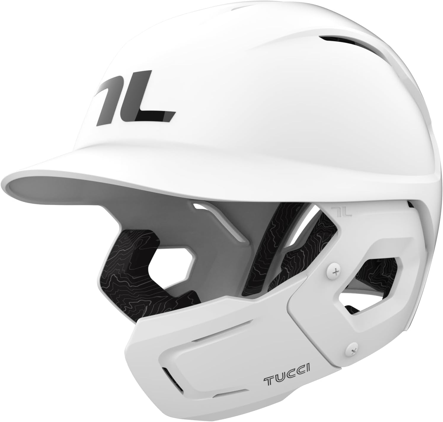TUCCI Potenza Batting Helmet with Jaw Flap, S/M, Matte White, Right-Handed Hitter