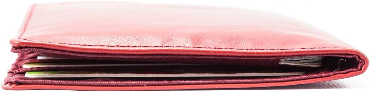 Big Skinny Leather Passport Holder Slim Wallet, Holds Up to 16 Cards and 2 Passports, Red : Clothing, Shoes & Jewelry