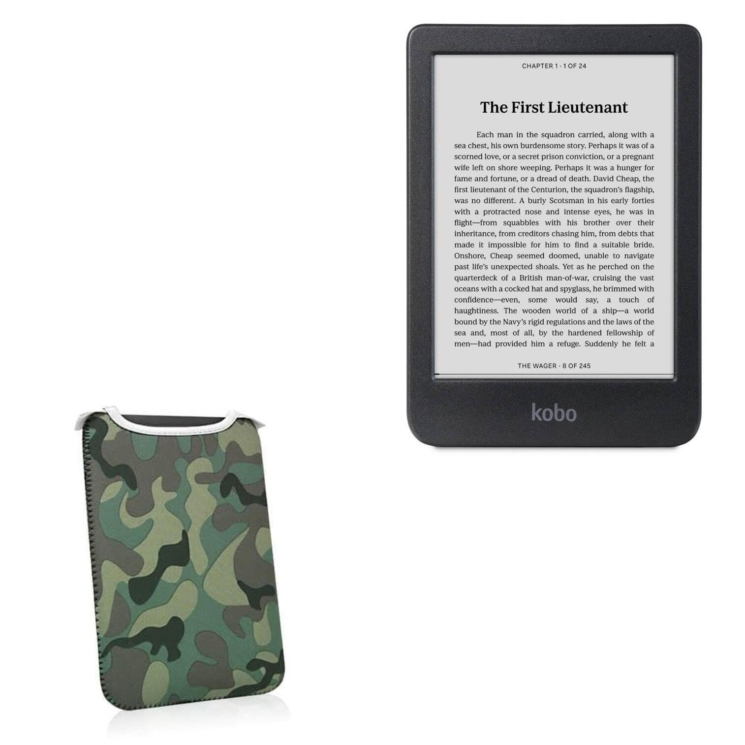 BoxWave Case Compatible with Kobo Clara BW - Camouflage SlipSuit, Slim Design Camo Neoprene Slip On Pouch
