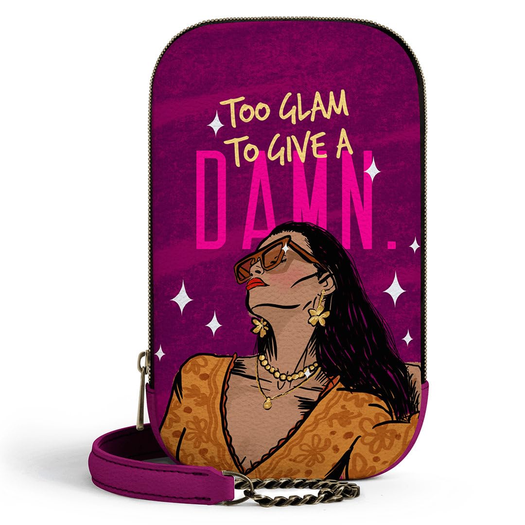 DailyObjects Printed Tallboi Sling Crossbody Bag For Women| Glam No Damn Print Vegan Leather Purse With Compartment & 3 Slip Pockets Inside| Zip Closure With Brass Chain Strap| Stylish Strong Durable (B08QJL4JKM) Amazon Price History, Amazon Price Tracker