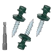 Vista 19 de Tornillos para techos de metal de 10 x 2 pulgadas, tornillo para techo de chapa metálica con cabeza hexagonal con arandela EPDM para techos
