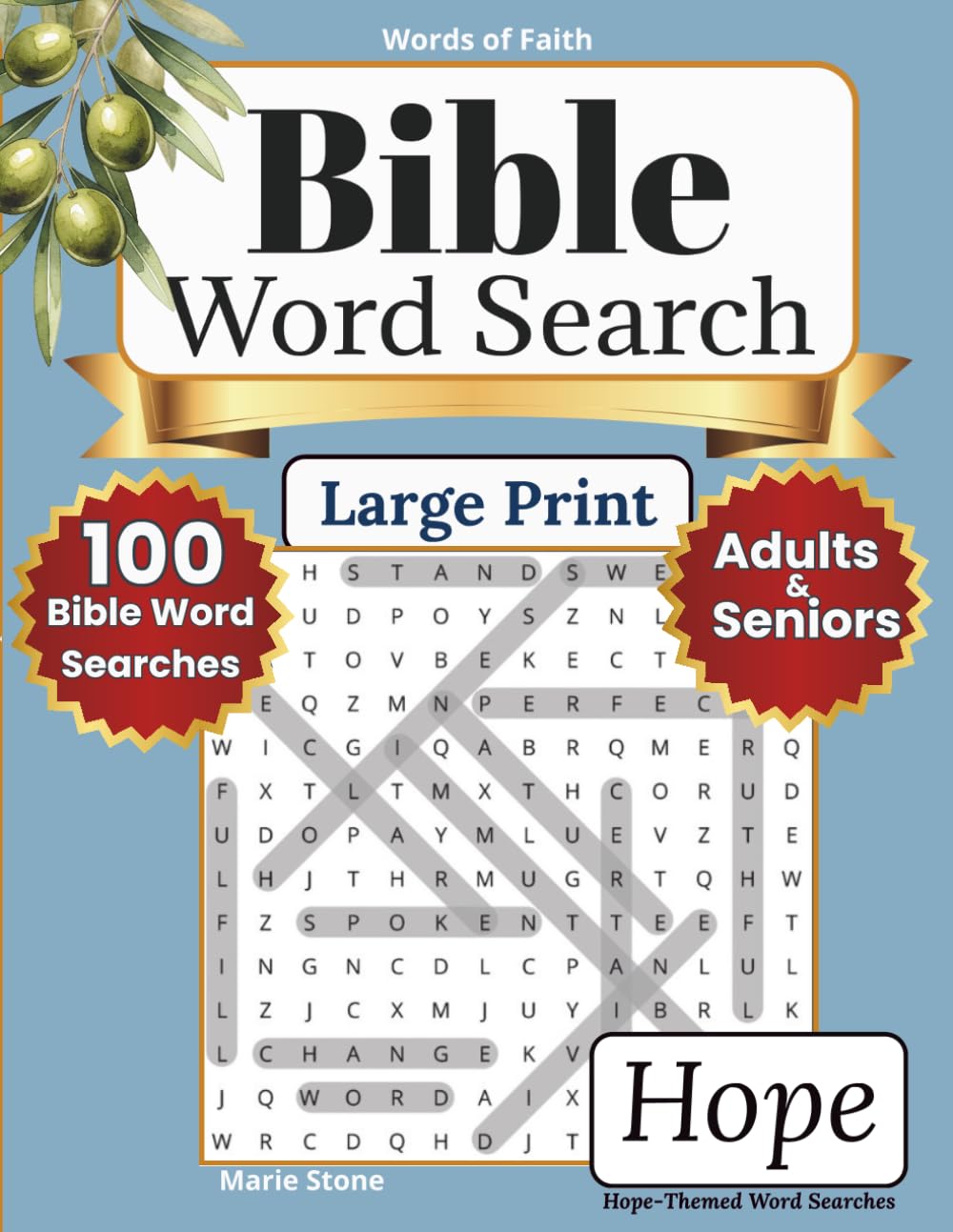 Words of Faith Bible Word Search — Hope: 100 Large Print Bible Word Search Puzzles for Adults | Christian Scripture Activity Book