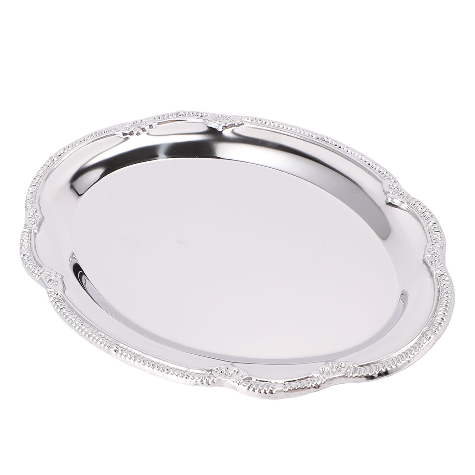 Ejoyous Vassoio da Servizio Argento Ovale Acciaio Inox Lucido (28CM)
