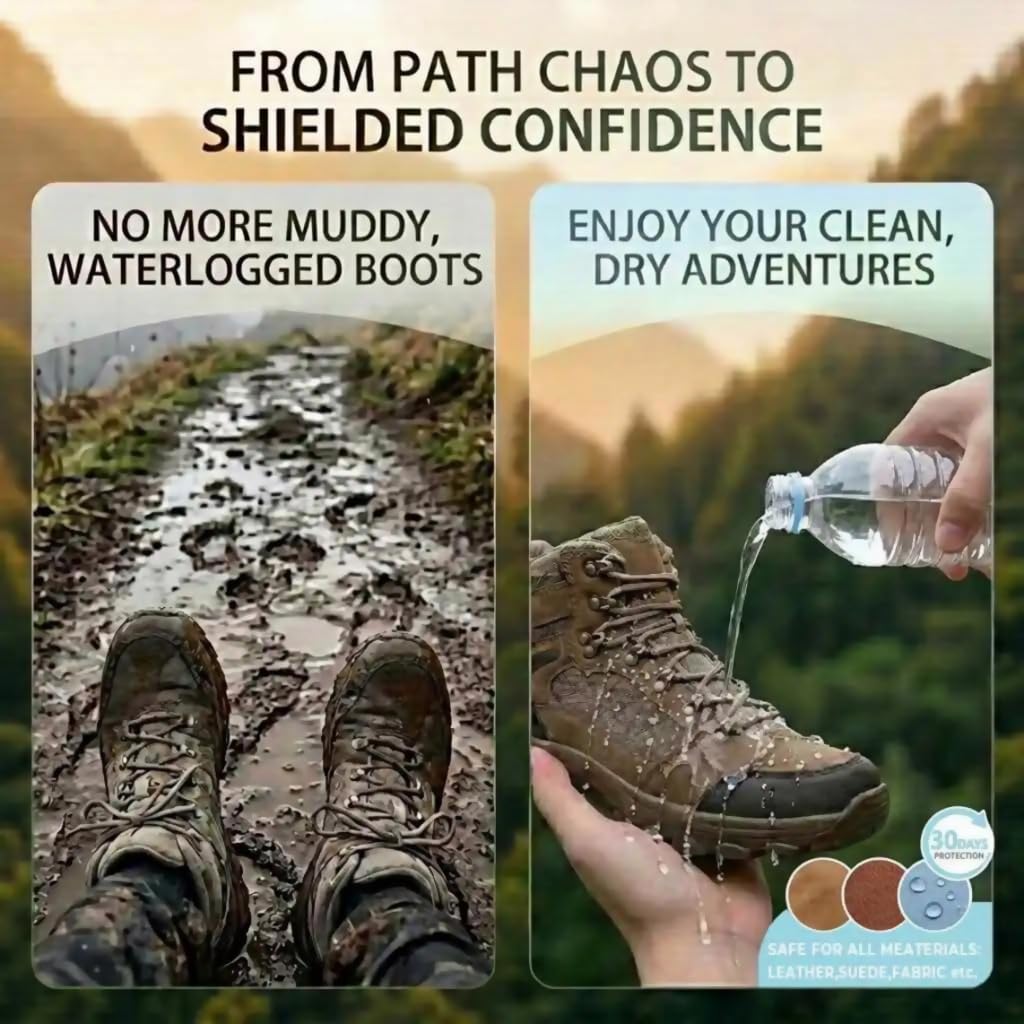 COZGO Protector de zapatos en aerosol, impermeable para lluvia y manchas, nano protección para tenis, gamuza, cuero, lona, nobuck, tela, nailon, protector para caza, senderismo, botas al aire libre,
