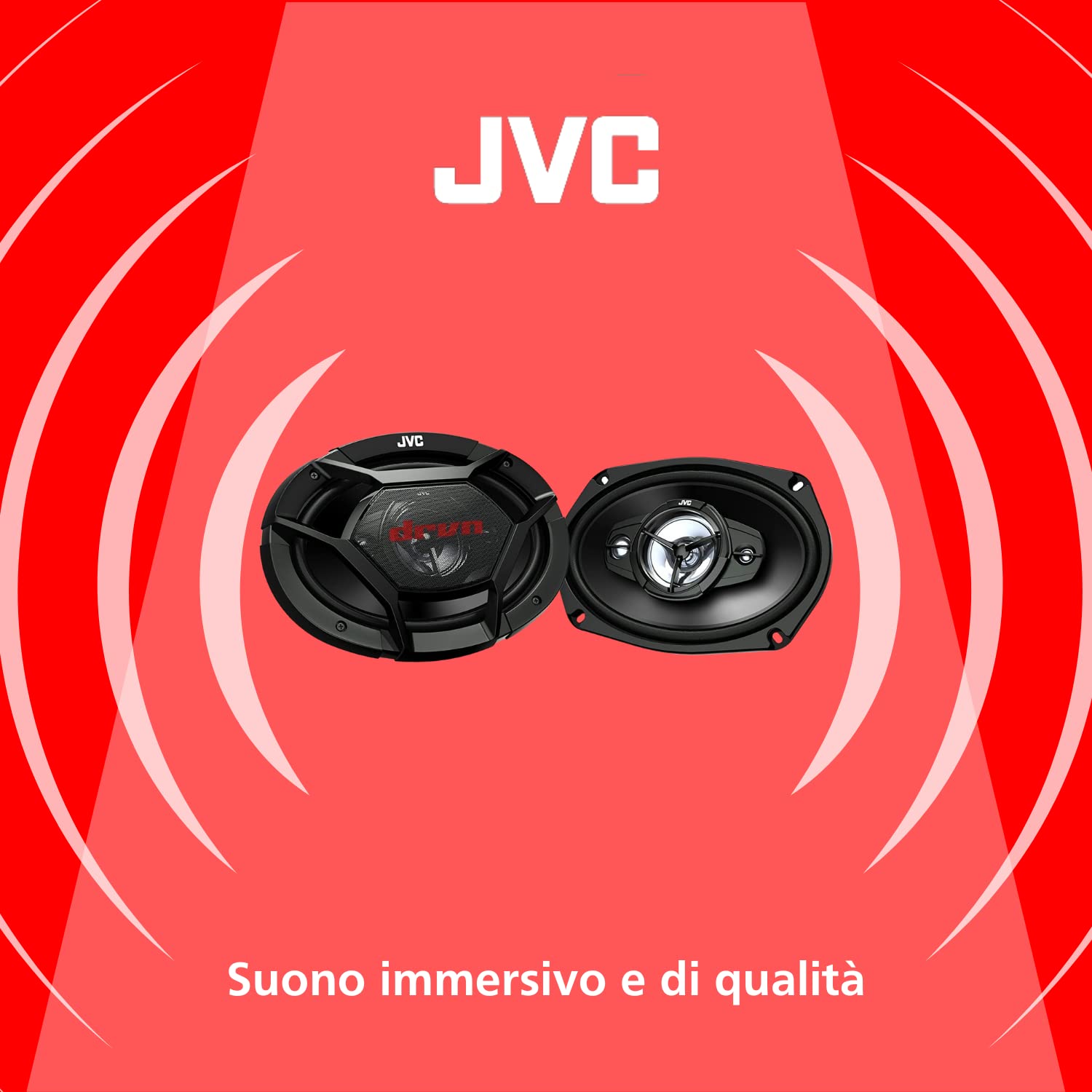 JVC CS-DR6940 Speakers coassiale a 4 vie 15 x 23cm (6' x 9'), 550 W/Potenza RMS 90 W, risposta in frequenza: 56-21.000 Hz, Livello di pressione sonora: 86 dB/W.m, Profondità di montaggio: 79 mm, Nero