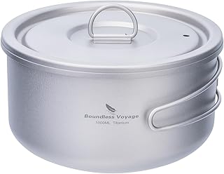 Boundless Voyage Titanium Pot Multifunctional Cooker Ultralight Camping Pot with Handle & Lid Outdoor Open Fire Cookware for Backpacking