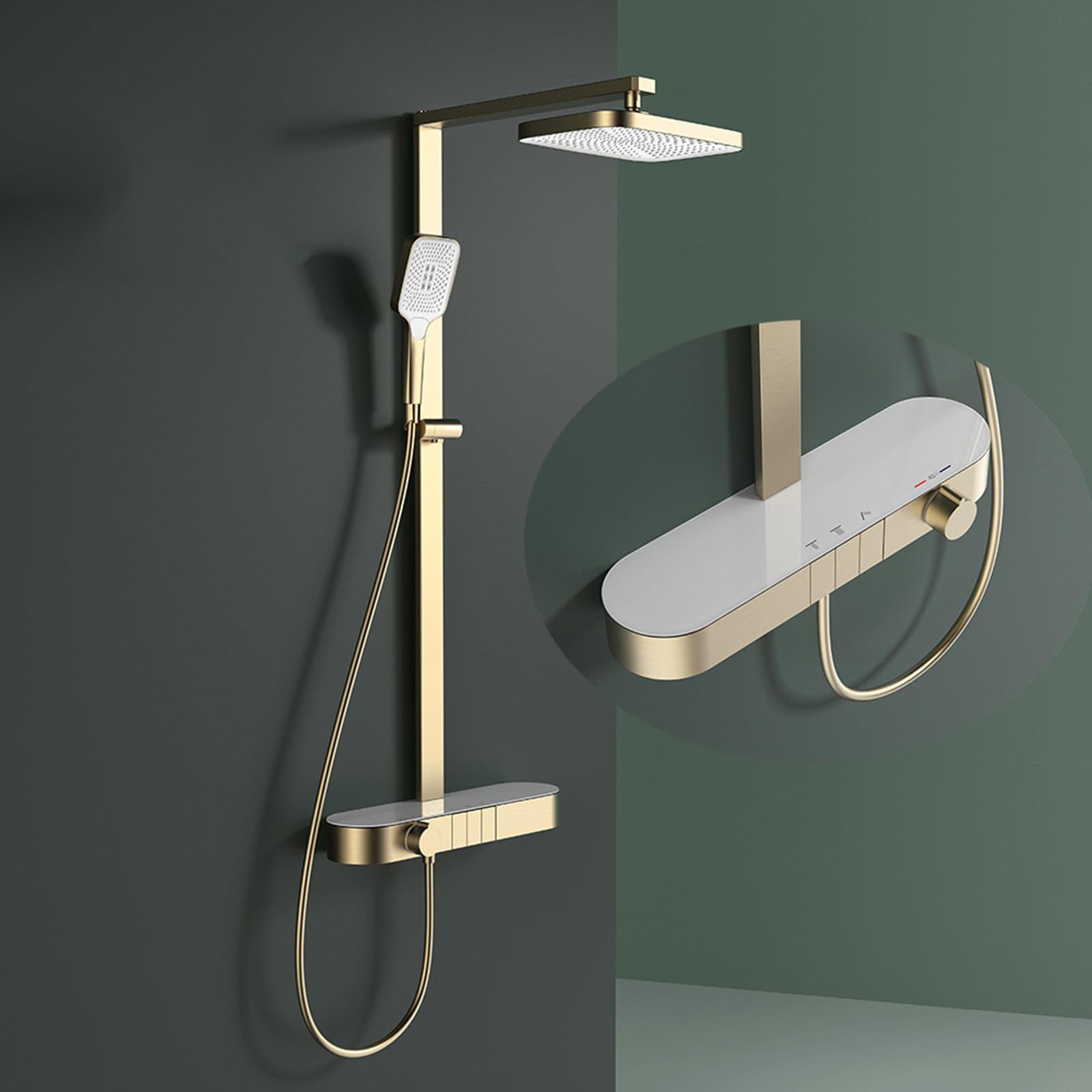 Système de douche thermostatique pour salle de bain familiale avec jet pluie relaxant