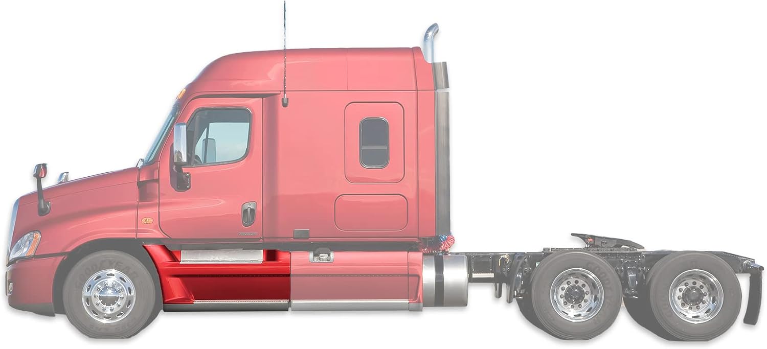 Kozak Front Fairing Step Panel Left Side Only (Driver Side) Compatible With Freightliner Cascadia 125 PLUS Logo, 2x22" Windshield Wipers, License Plate Frame and KOZAK Vest