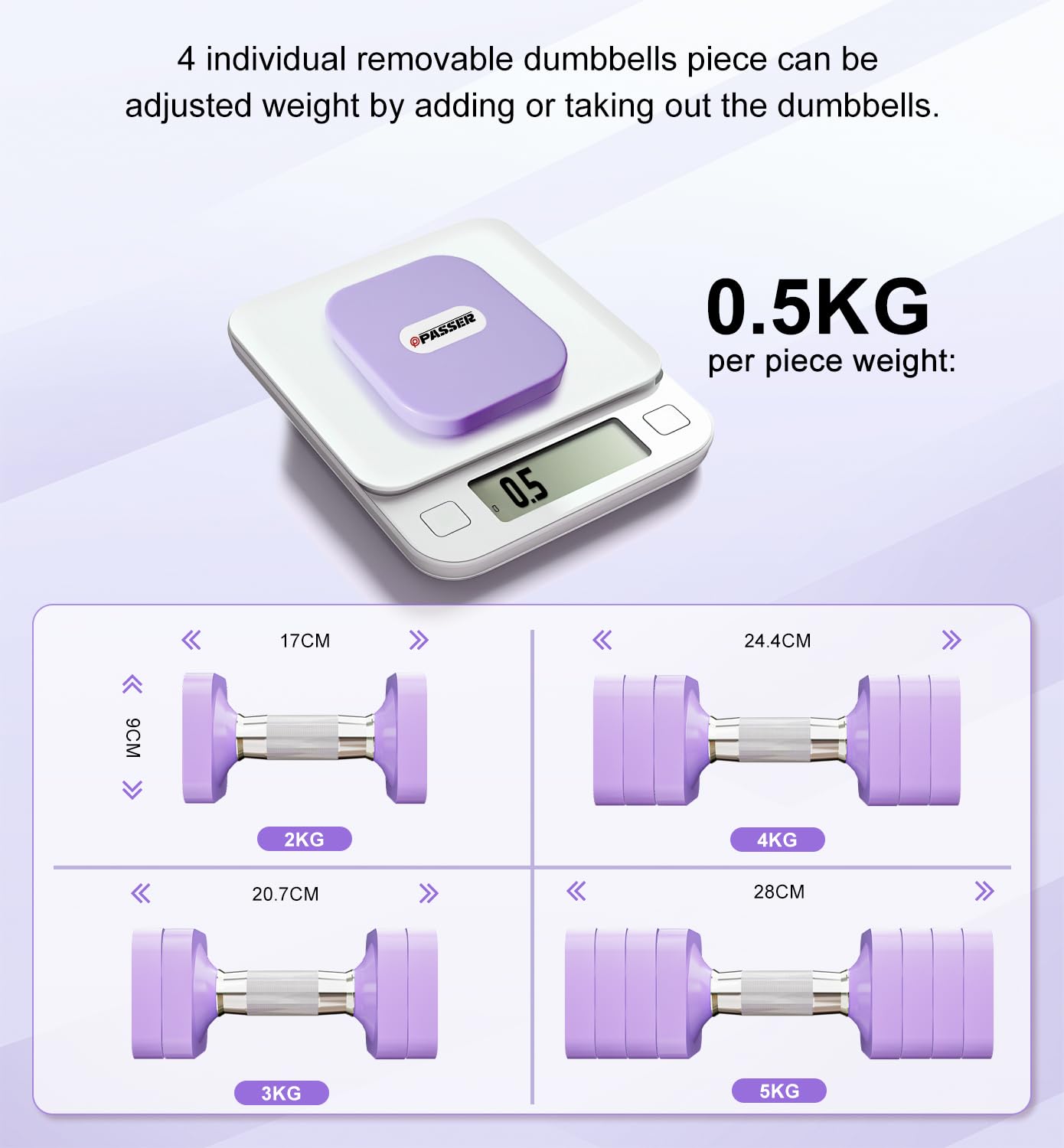 Set di manubri Regolabili da 10 kg, 4 in 1 Set di Pesi Liberi per Donne e Uomini, Allenamento in Palestra a casa per l'allenamento della Forza