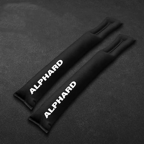 アルファード シートコンソール サイドクッション センター 隙間クッション シートサイド スボーツ式 PUレザー カーシートギャップフィラー 2本セット プリントロゴ入り小物入れ 落下防止 (ブラック)