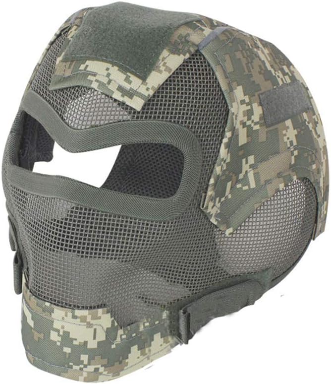 Outdoor Airsoft Shooting Face Protection Gear Double Belt V7 Metal Steel Wire Mesh Full Face Tactical Airsoft Mask